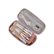 Load image into Gallery viewer, Angoo Cotton And Linen Large Capacity Pencil Stationery Bag, 602 Turmeric / Beige, 589 Shallow Khaki / Beige, 480 Ink Printing, 572 Navy / Beige, 890 Pink, 876 Dark Pink, 883 Gray