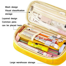 Load image into Gallery viewer, Angoo Cotton And Linen Large Capacity Pencil Stationery Bag, 602 Turmeric / Beige, 589 Shallow Khaki / Beige, 480 Ink Printing, 572 Navy / Beige, 890 Pink, 876 Dark Pink, 883 Gray