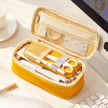 Load image into Gallery viewer, Angoo Cotton And Linen Large Capacity Pencil Stationery Bag, 602 Turmeric / Beige, 589 Shallow Khaki / Beige, 480 Ink Printing, 572 Navy / Beige, 890 Pink, 876 Dark Pink, 883 Gray