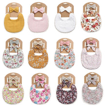 Load image into Gallery viewer, Baby Linen Cotton Printed Double-sided Saliva Towel Headband Set, DP021-1, DP021-2, DP021-3, DP021-4, DP021-5, DP021-6, DP021-7, DP021-13, DP021-9, DP021-10, DP021-11, DP021-12