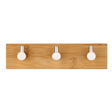 Load image into Gallery viewer, Stainless Steel Bamboo Wood Three Row Hook Kitchen Bathroom Door Adhesive Hook, Door Sticky Three Hook
