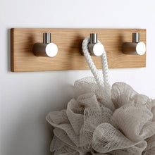Load image into Gallery viewer, Stainless Steel Bamboo Wood Three Row Hook Kitchen Bathroom Door Adhesive Hook, Door Sticky Three Hook
