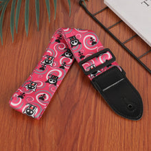 Load image into Gallery viewer, 3 PCS Printed Ukulele Guitar Strap, Length: 85-135cm, National Style, Pink Panda, Yellow and Letter, Cartoon, Black White Gant, Blue Flash, Red Flame