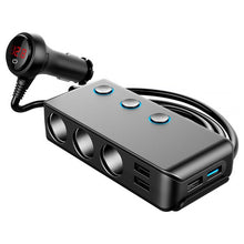 Load image into Gallery viewer, Car Cigarette Lighter Car Charger 3USB Port +1 QC3.0 + 3 Cigarette Lighter Ports + Back Clip Design + LED Display, HC67A
