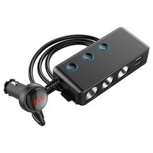 Load image into Gallery viewer, Car Cigarette Lighter Car Charger 3USB Port +1 QC3.0 + 3 Cigarette Lighter Ports + Back Clip Design + LED Display, HC67A