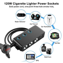 Load image into Gallery viewer, Car Cigarette Lighter Car Charger 3USB Port +1 QC3.0 + 3 Cigarette Lighter Ports + Back Clip Design + LED Display, HC67A