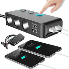 Load image into Gallery viewer, Car Cigarette Lighter Car Charger 3USB Port +1 QC3.0 + 3 Cigarette Lighter Ports + Back Clip Design + LED Display, HC67A