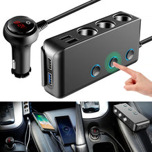 Load image into Gallery viewer, Car Cigarette Lighter Car Charger 3USB Port +1 QC3.0 + 3 Cigarette Lighter Ports + Back Clip Design + LED Display, HC67A