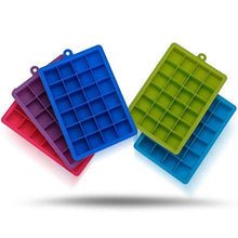 Load image into Gallery viewer, 24 Grids Silicone Ice Cube Tray Molds Square Shape Ice Cube Maker Fruit Popsicle Ice Cream Mold, 24-Grid(Dark blue), 24-Grid(Grass green), 24-Grid(Rose red), 24-Grid(Sky blue), 24-Grid(Light purple)