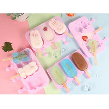 Load image into Gallery viewer, Cute Cartoon Silicone Ice Cream Popsicle Mold with Lid &amp; Stick, Love, Snowman, Feet, Wavy