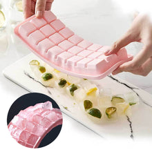 Load image into Gallery viewer, Creative 24 Grid Silicone Ice Tray Home Large Ice Cube Mold Ice Box with Lid, Light Pink, Sky Blue, Mint Green
