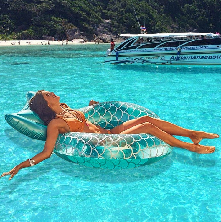 Adult Thickened Backrest Swimming Ring Mermaid Swim Ring