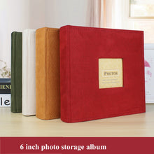 Load image into Gallery viewer, 6 Inch 200 Sheets Flannel Retro Photo Album Interstitial Photo Storage Book, Red, Green, White, Orange