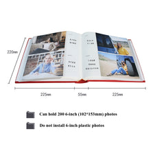 Load image into Gallery viewer, 6 Inch 200 Sheets Flannel Retro Photo Album Interstitial Photo Storage Book, Red, Green, White, Orange