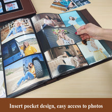 Load image into Gallery viewer, 6 Inch 600 Sheets Leather Cover Photo Album Family Photo Album Storage Book, Black, Dark Brown, Light Brown