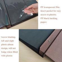 Load image into Gallery viewer, 6 Inch 600 Sheets Leather Cover Photo Album Family Photo Album Storage Book, Black, Dark Brown, Light Brown
