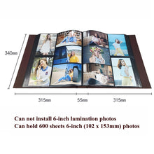 Load image into Gallery viewer, 6 Inch 600 Sheets Leather Cover Photo Album Family Photo Album Storage Book, Black, Dark Brown, Light Brown