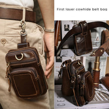 Load image into Gallery viewer, 6386 Men Retro Cowhide Multifunctional Sports Belt Waist Bag, Black, Coffee, Brown