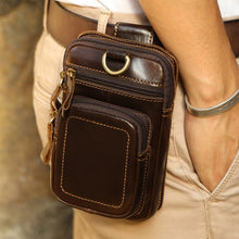 Load image into Gallery viewer, 6386 Men Retro Cowhide Multifunctional Sports Belt Waist Bag, Black, Coffee, Brown