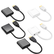 Load image into Gallery viewer, 2 PCS Jasoz 1080P HDMI To VGA Converter Oxygen-Free Copper Core, Black, White, With Audio Power Supply (Black), With Audio Power Supply (White), With Audio (Black)