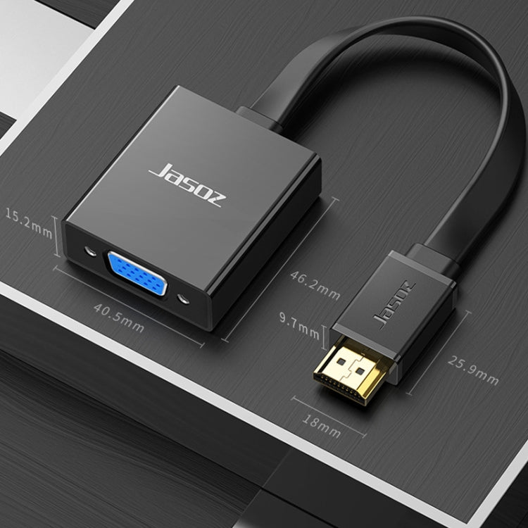 2 PCS Jasoz 1080P HDMI To VGA Converter Oxygen-Free Copper Core, Black, White, With Audio Power Supply (Black), With Audio Power Supply (White), With Audio (Black)