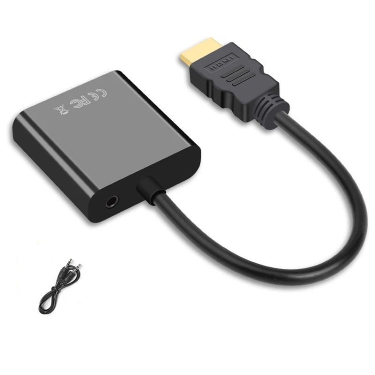 2 PCS Jasoz 1080P HDMI To VGA Converter Oxygen-Free Copper Core, Black, White, With Audio Power Supply (Black), With Audio Power Supply (White), With Audio (Black)