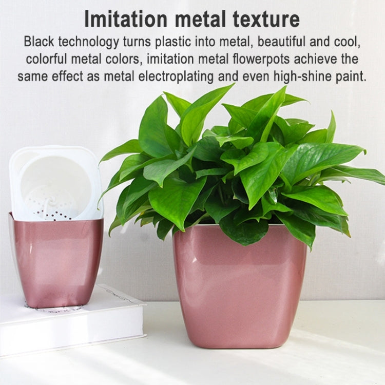 Imitation Metal Colorful Water Storage Plastic Flowerpot, G103 Extra Small, G105 Small Pot, G109 Medium Pot