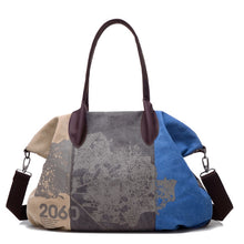Load image into Gallery viewer, K1219 Large-Capacity Graffiti Canvas Bag Printing Single-Shoulder Messenger Bag, Red Wine, Blue, Light Brown