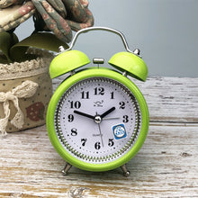 Load image into Gallery viewer, 3 Inch Metal Bell Alarm Clock With Night Light Student Bedside Fashion Clock, Red, Green, Blue, Pink, Orange