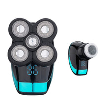 Load image into Gallery viewer, Electric Shaver Rechargeable Razor Intelligent Digital Display Bald Hair Clipper,Style:, Blue, With Nasal Hair Apparatus, Nasal Hair Apparatus&amp;Washing Face Brush, Blue + Full Set