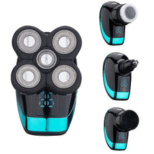 Load image into Gallery viewer, Electric Shaver Rechargeable Razor Intelligent Digital Display Bald Hair Clipper,Style:, Blue, With Nasal Hair Apparatus, Nasal Hair Apparatus&amp;Washing Face Brush, Blue + Full Set