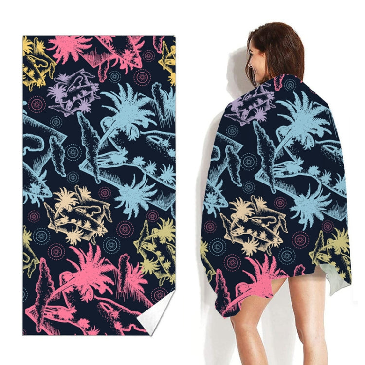 Double-Faced Velvet Quick-Drying Beach Towel Printed Microfiber Beach Swimming Towel, Size: