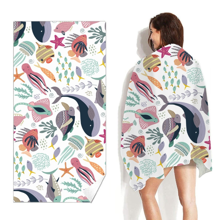 Double-Faced Velvet Quick-Drying Beach Towel Printed Microfiber Beach Swimming Towel, Size: