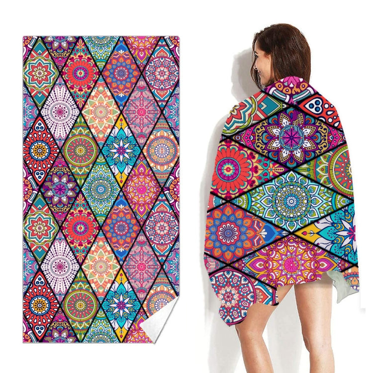 Double-Faced Velvet Quick-Drying Beach Towel Printed Microfiber Beach Swimming Towel, Size: