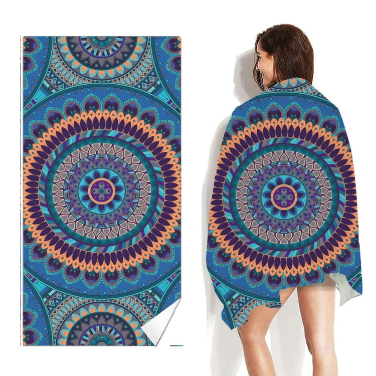 Double-Faced Velvet Quick-Drying Beach Towel Printed Microfiber Beach Swimming Towel, Size: