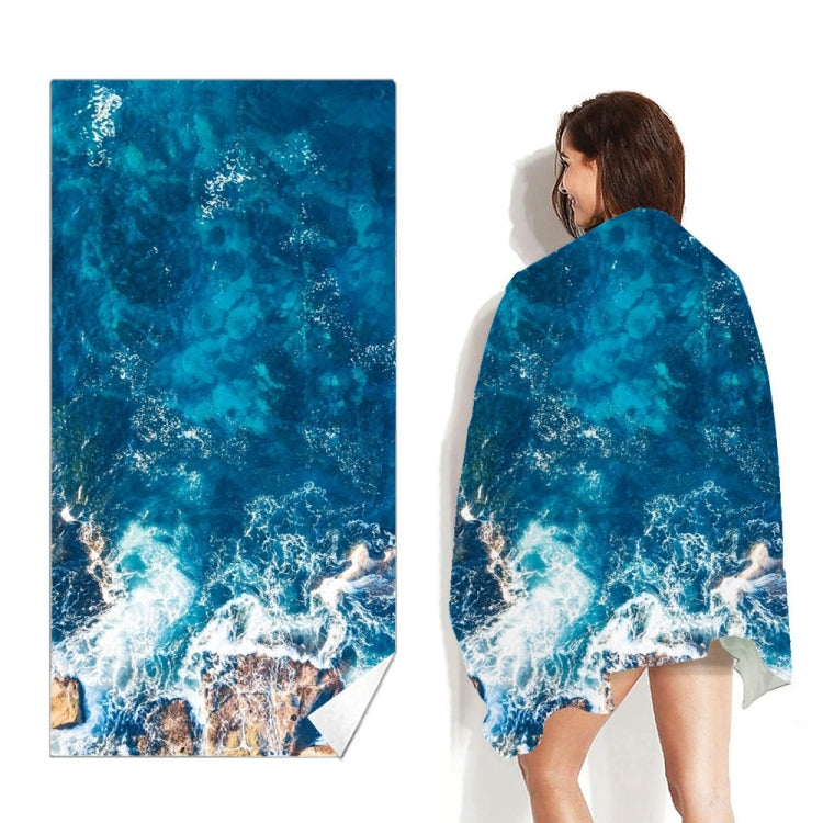 Double-Faced Velvet Quick-Drying Beach Towel Printed Microfiber Beach Swimming Towel, Size: