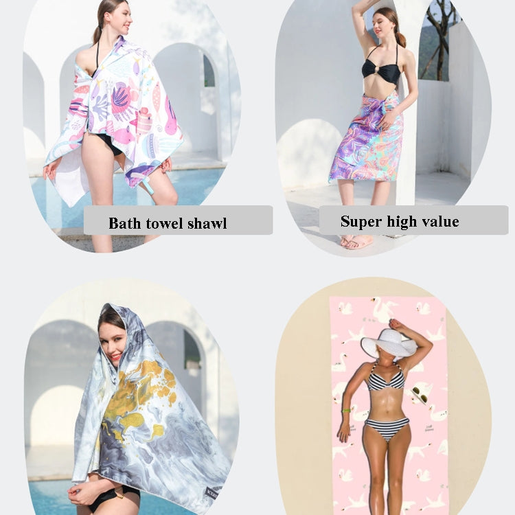 Double-Faced Velvet Quick-Drying Beach Towel Printed Microfiber Beach Swimming Towel, Size: