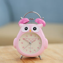 Load image into Gallery viewer, 3 Inch Children Cartoon Owl Luminous Silent Bedside Snooze Small Alarm Clock, Pink, Gray, Light Blue, Ink Green