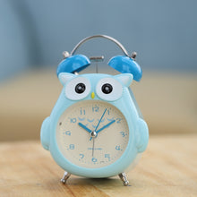 Load image into Gallery viewer, 3 Inch Children Cartoon Owl Luminous Silent Bedside Snooze Small Alarm Clock, Pink, Gray, Light Blue, Ink Green