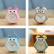 Load image into Gallery viewer, 3 Inch Children Cartoon Owl Luminous Silent Bedside Snooze Small Alarm Clock, Pink, Gray, Light Blue, Ink Green