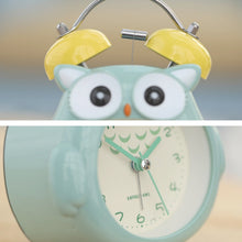 Load image into Gallery viewer, 3 Inch Children Cartoon Owl Luminous Silent Bedside Snooze Small Alarm Clock, Pink, Gray, Light Blue, Ink Green