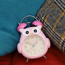 Load image into Gallery viewer, 3 Inch Children Cartoon Owl Luminous Silent Bedside Snooze Small Alarm Clock, Pink, Gray, Light Blue, Ink Green