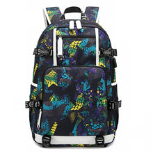 Load image into Gallery viewer, 6101-4 Thermal Transfer Casual Backpack Simple Student Schoolbag, Printed Red, Printed Blue, Printed Yellow, Printed Gray, Star Blue, Star Purple, Triangular Blue, Triangle Yellow, Yellow Leather