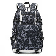 Load image into Gallery viewer, 6101-4 Thermal Transfer Casual Backpack Simple Student Schoolbag, Printed Red, Printed Blue, Printed Yellow, Printed Gray, Star Blue, Star Purple, Triangular Blue, Triangle Yellow, Yellow Leather
