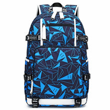 Load image into Gallery viewer, 6101-4 Thermal Transfer Casual Backpack Simple Student Schoolbag, Printed Red, Printed Blue, Printed Yellow, Printed Gray, Star Blue, Star Purple, Triangular Blue, Triangle Yellow, Yellow Leather