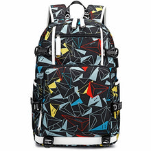 Load image into Gallery viewer, 6101-4 Thermal Transfer Casual Backpack Simple Student Schoolbag, Printed Red, Printed Blue, Printed Yellow, Printed Gray, Star Blue, Star Purple, Triangular Blue, Triangle Yellow, Yellow Leather