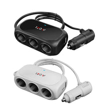 Load image into Gallery viewer, Car Charger Cigarette Lighter 1 In 3 Mobile Phone USB Car Charger, White, Black