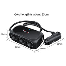 Load image into Gallery viewer, Car Charger Cigarette Lighter 1 In 3 Mobile Phone USB Car Charger, White, Black