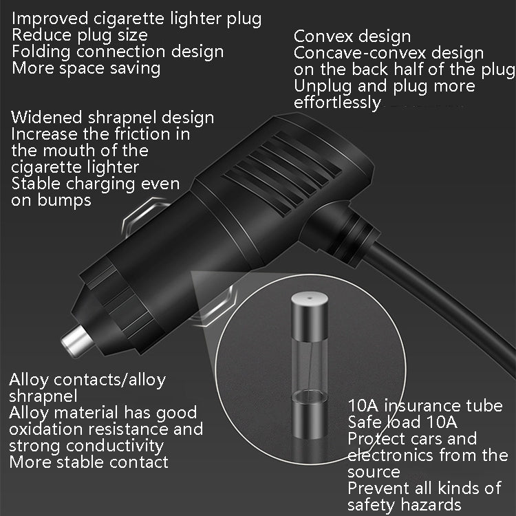 Car Charger Cigarette Lighter 1 In 3 Mobile Phone USB Car Charger, White, Black