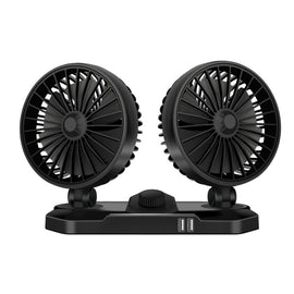 F558 With USB Mobile Phone Charging Car Fan 12/24V Car Truck Double Shaking Head Fan, Double Head 12V, Double Head 24V
